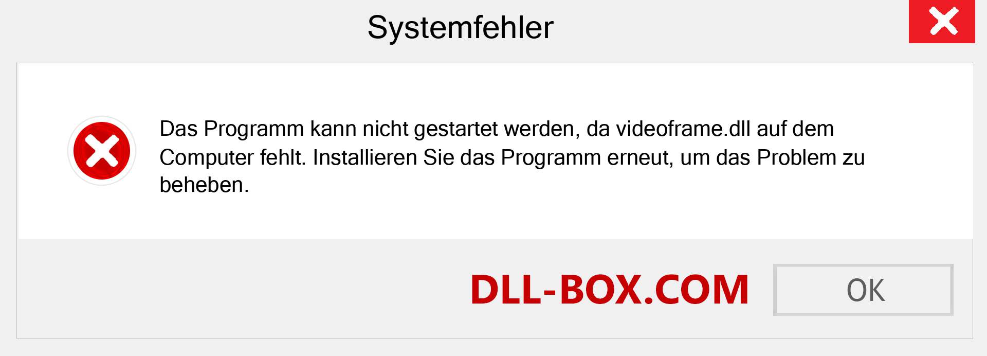 videoframe.dll-Datei fehlt?. Download für Windows 7, 8, 10 - Fix videoframe dll Missing Error unter Windows, Fotos, Bildern