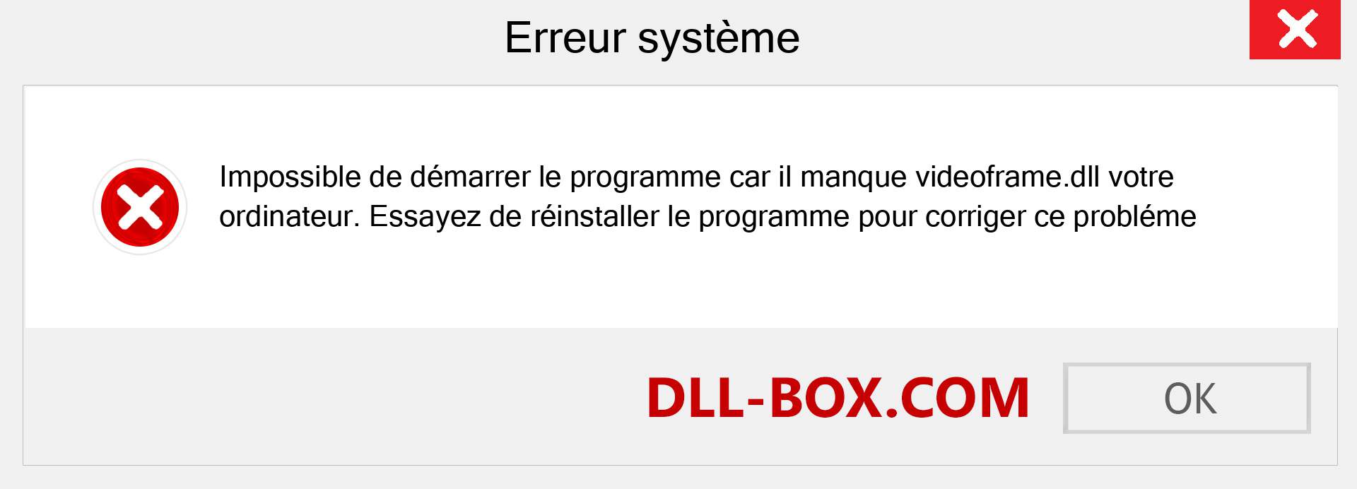 Le fichier videoframe.dll est manquant ?. Télécharger pour Windows 7, 8, 10 - Correction de l'erreur manquante videoframe dll sur Windows, photos, images